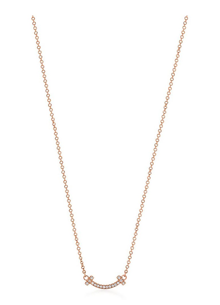 Tiffany & Co. Dames Smile Mini ketting van 18 karaat roségoud met diamant en hanger 40249 in de kleur