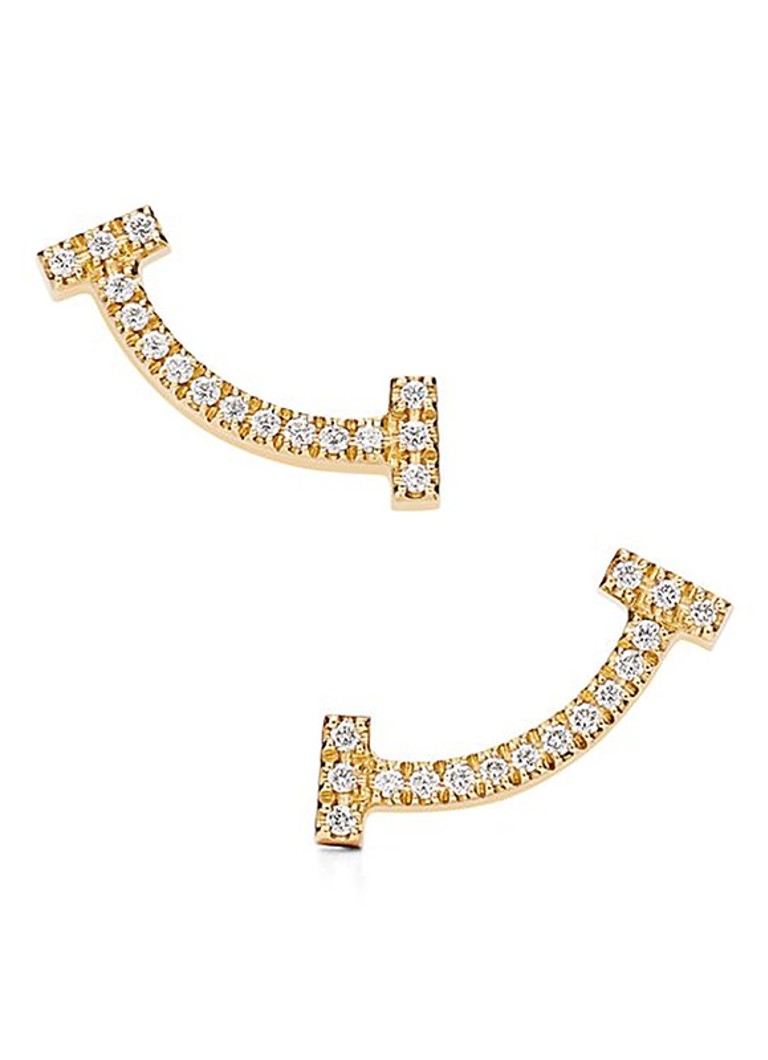 Tiffany & Co. Dames Smile oorknopjes van 18 karaat geelgoud met diamant 74009 in de kleur