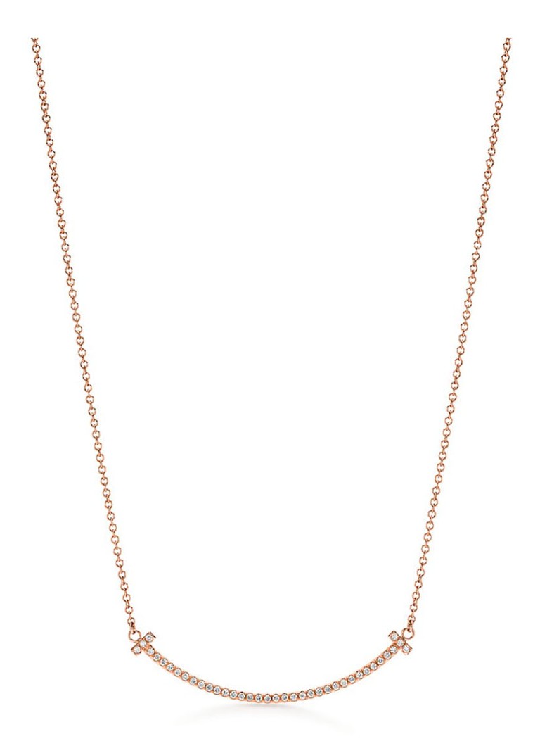 Tiffany & Co. Dames Smile Small ketting van 18 karaat roségoud met diamant en hanger 71286 in de kleur
