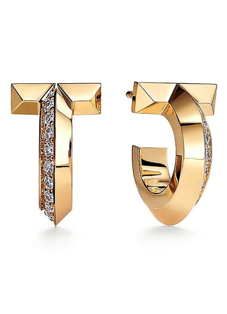 Tiffany & Co. Dames T1 oorringen van 18 karaat geelgoud met diamant 28805 in de kleur