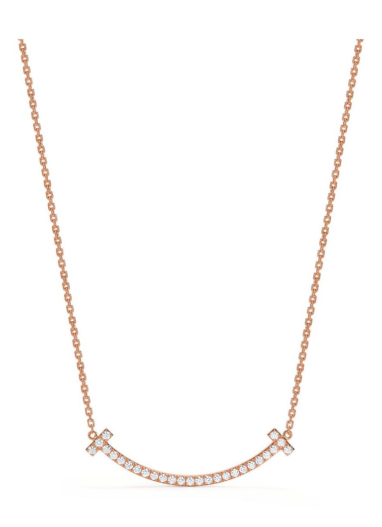 Tiffany & Co. Dames Medium Smile ketting van 18 karaat roségoud met diamant en hanger 64192 in de kleur