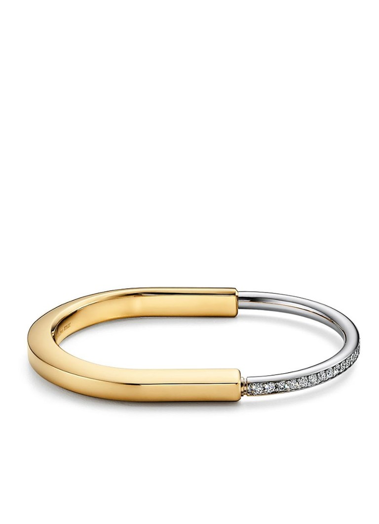 Tiffany & Co. Dames Tiffany Lock bangle van 18 karaat wit- en geelgoud met diamanten 51694 in de kleur