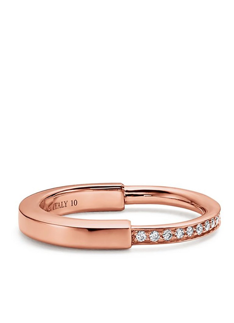 Tiffany & Co. Dames Tiffany Lock ring van 18 karaat roségoud met diamant 77305 in de kleur