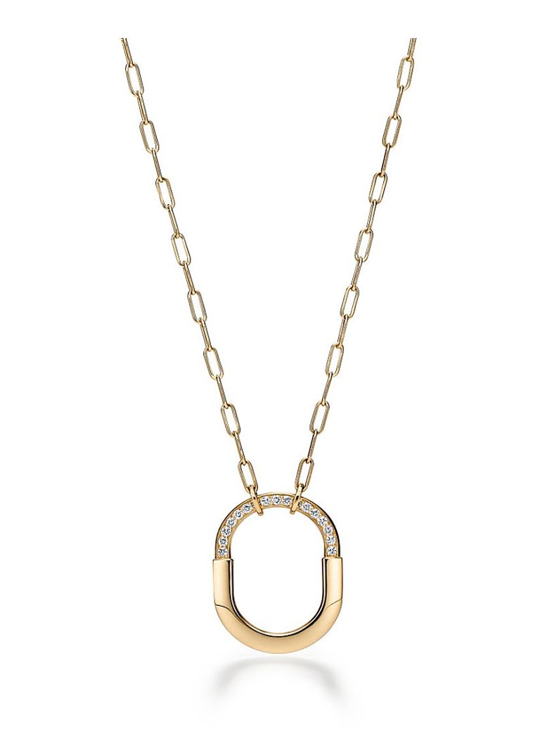Tiffany & Co. Dames Tiffany Lock medium hanger van 18 karaat geelgoud met diamanten 77289 in de kleur