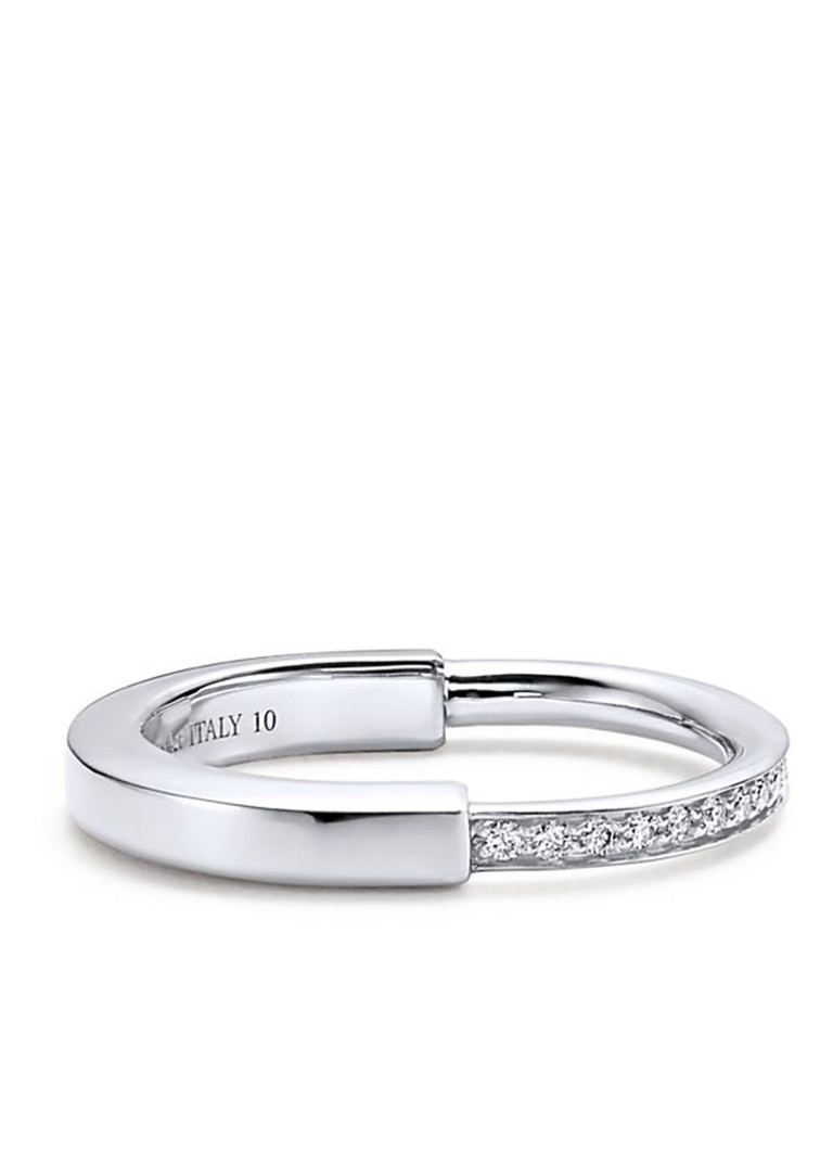 Tiffany & Co. Dames Tiffany Lock ring van 18 karaat witgoud met diamant 77307 in de kleur