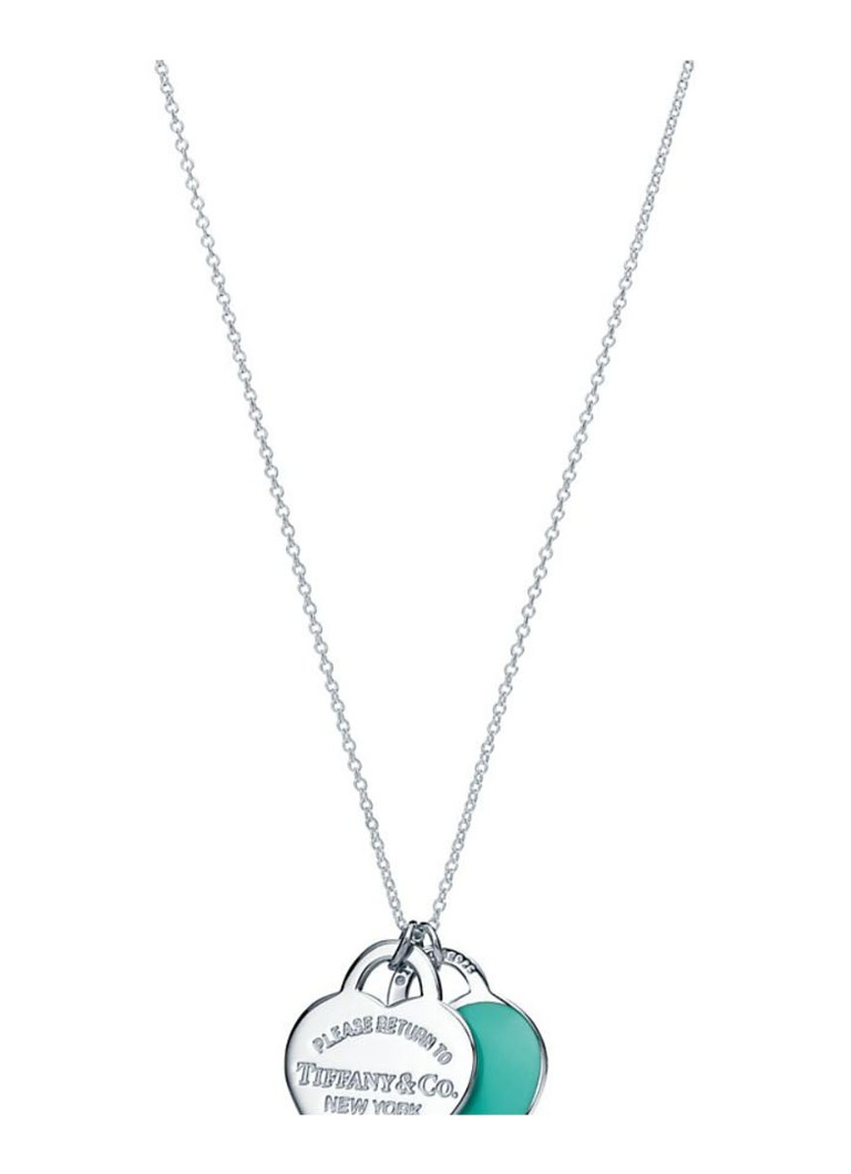 Tiffany & Co. Dames Tiffany Blue Double Heart Tag Small ketting van sterling zilver 74510 in de kleur