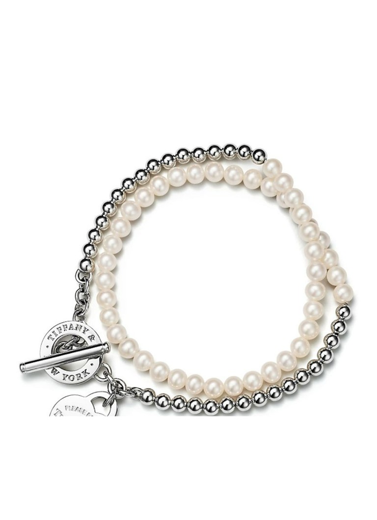 Tiffany & Co. Dames Small wikkelarmband van sterling zilver met zoetwaterparel en diamant 29578 in de kleur