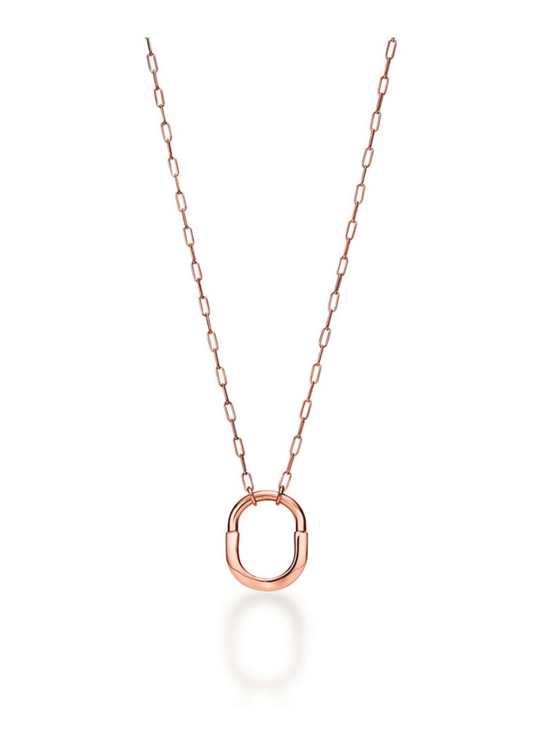 Tiffany & Co. Dames Tiffany Lock Pendant ketting van 18 karaat roségoud, Medium 77291 in de kleur