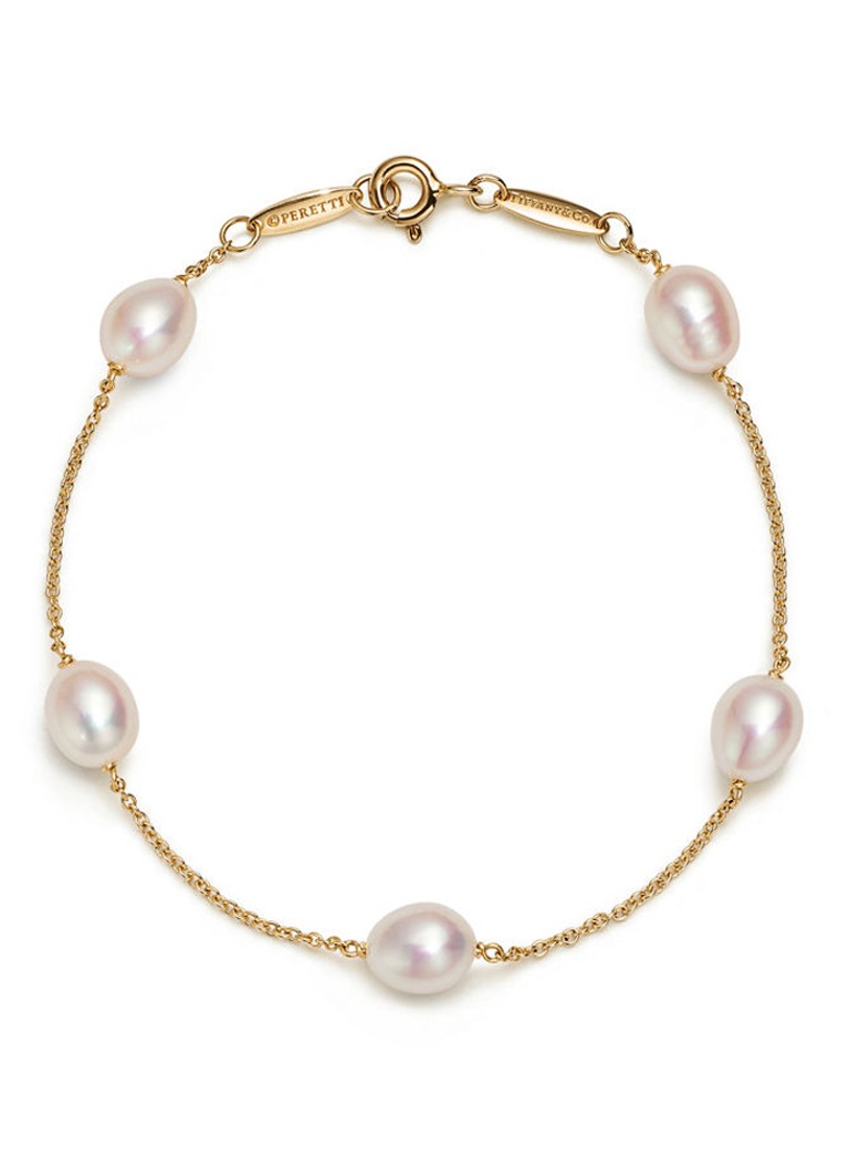 Tiffany & Co. Dames Elsa Peretti® Pearls by the Yard™ armband van 18 karaat geelgoud met parel 42813 in de kleur