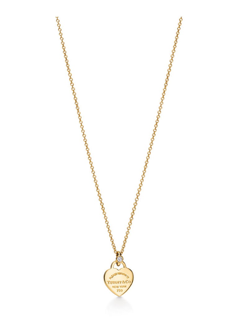 Tiffany & Co. Dames Return to Tiffany™ Mini Heart Tag ketting van 18 karaat geelgoud met diamant 84380 in de kleur