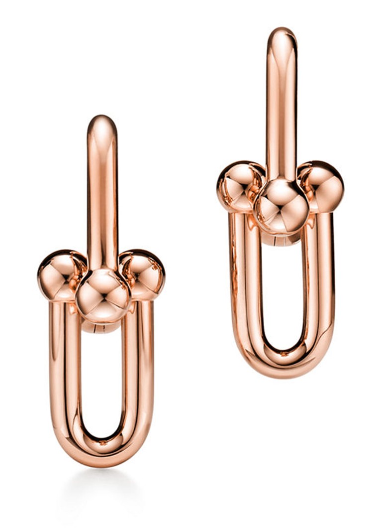 Tiffany & Co. Dames Tiffany HardWear Medium Link oorhangers van 18 karaat roségoud 81776 in de kleur