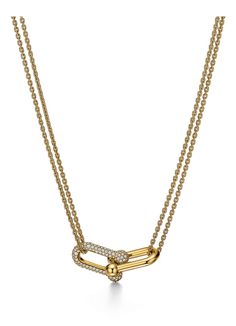 Tiffany & Co. Dames Tiffany HardWear Large Double Link van 18 karaat geelgoud met pavé diamant 55091 in de kleur