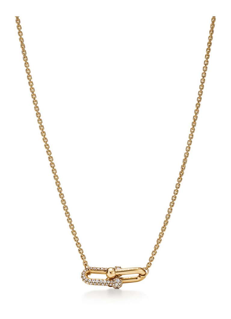 Tiffany & Co. Dames Tiffany HardWear Double Link ketting van 18 karaat geelgoud met diamant 84802 in de kleur
