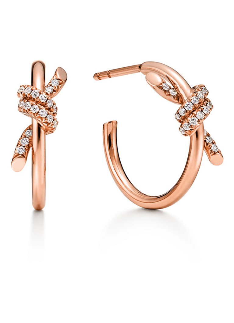 Tiffany & Co. Dames Knot oorringen van 18 karaat roségoud met diamant 84883 in de kleur
