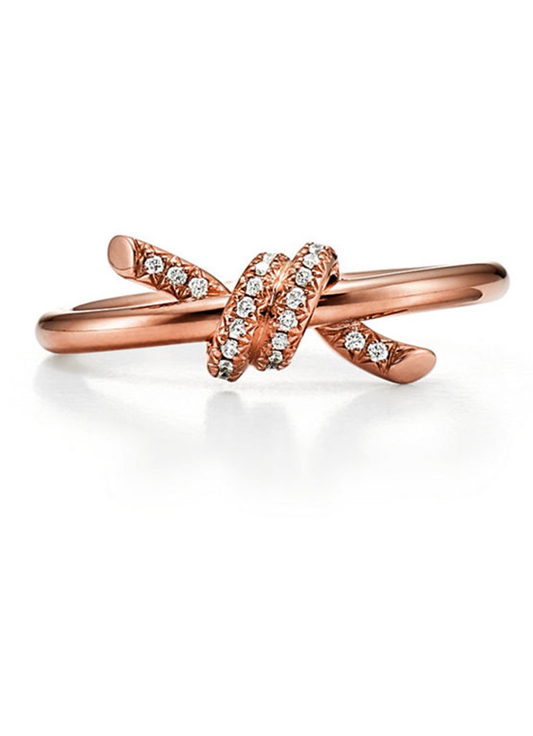 Tiffany & Co. Dames Tiffany Knot ring van 18 karaat roségoud met diamant 10987 in de kleur