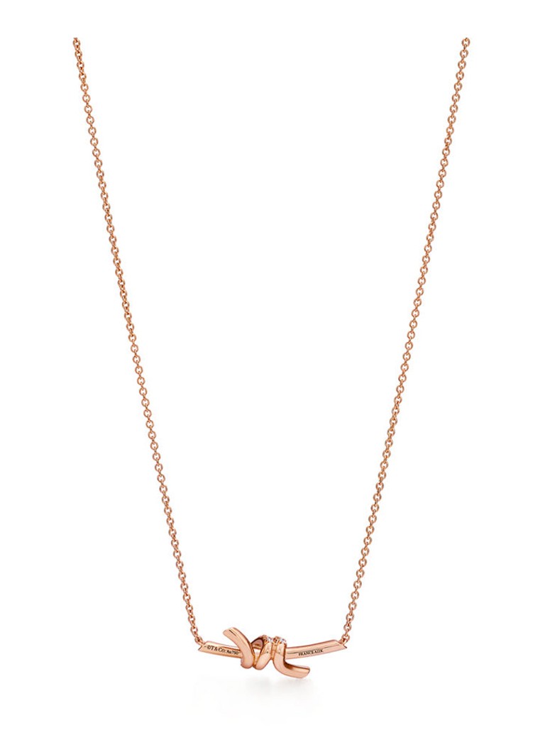 Tiffany & Co. Dames Tiffany Knot ketting van 18 karaat roségoud met diamant 84881 in de kleur