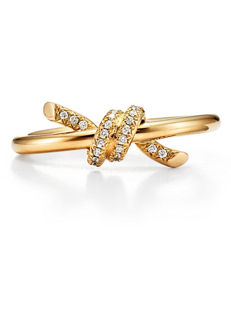 Tiffany & Co. Dames Tiffany Knot ring van 18 karaat geelgoud met diamant 6692 in de kleur