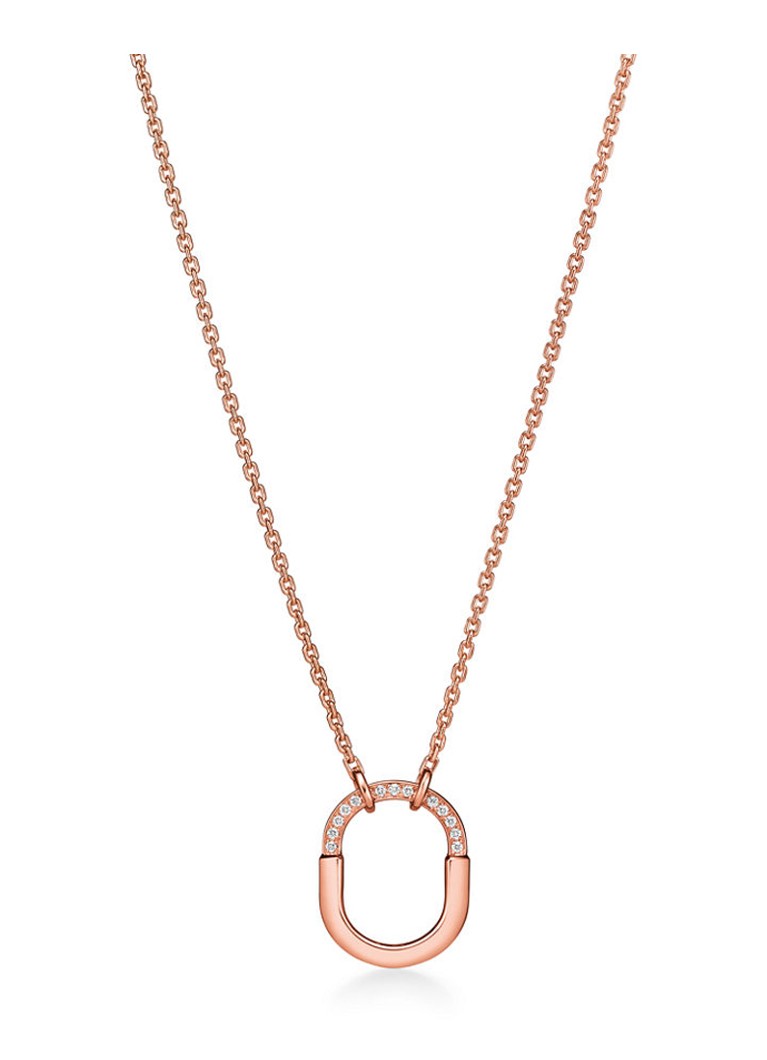 Tiffany & Co. Dames Tiffany Lock Small ketting van 18 karaat roségoud met diamant 82990 in de kleur