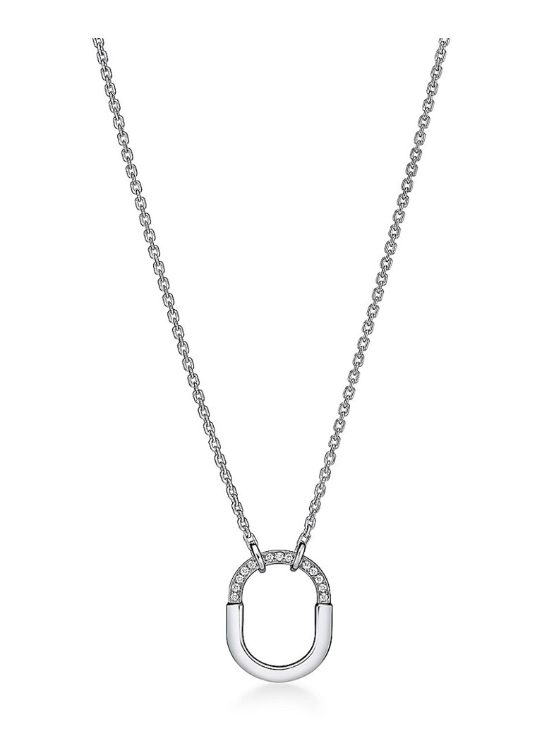 Tiffany & Co. Dames Tiffany Lock Small ketting van 18 karaat witgoud met diamant 82994 in de kleur