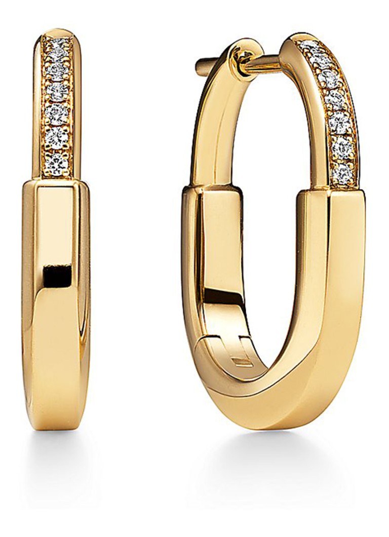 Tiffany & Co. Dames Tiffany Lock Small oorringen van 18 karaat geelgoud met diamant 83005 in de kleur