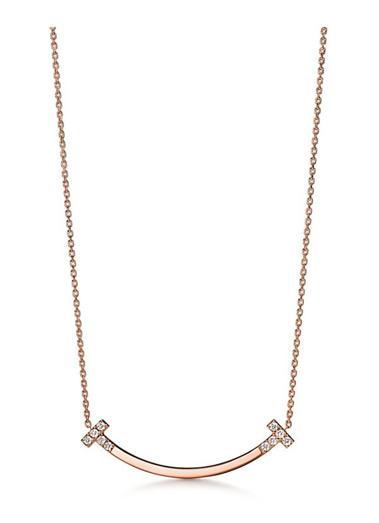 Tiffany & Co. Dames Tiffany T Smile ketting van 18 karaat roségoud met diamant 84616 in de kleur