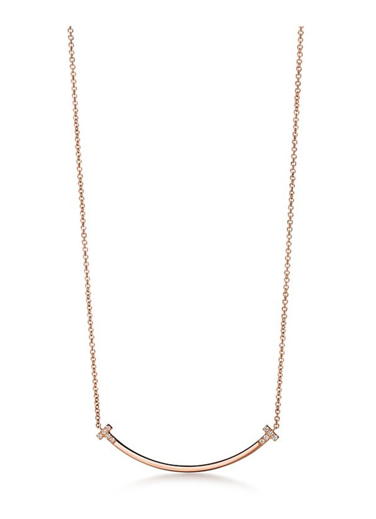 Tiffany & Co. Dames Tiffany T Smile Small ketting van 18 karaat roségoud met diamant 84610 in de kleur