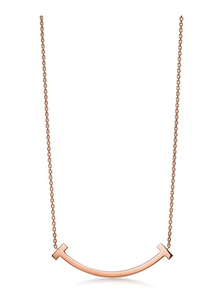 Tiffany & Co. Dames Tiffany T Smile ketting van 18 karaat roségoud 84613 in de kleur