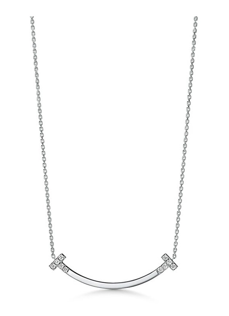 Tiffany & Co. Dames Tiffany T Smile ketting van 18 karaat witgoud met diamant 84618 in de kleur