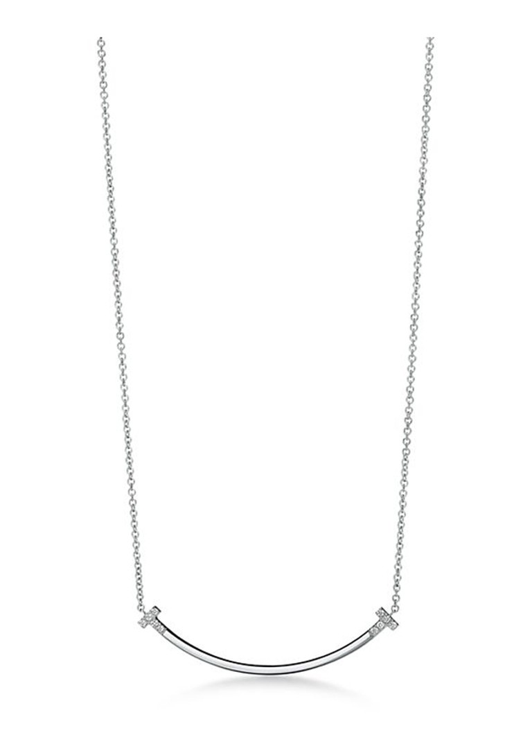 Tiffany & Co. Dames Tiffany T Smile Small ketting van 18 karaat witgoud met diamant 84612 in de kleur