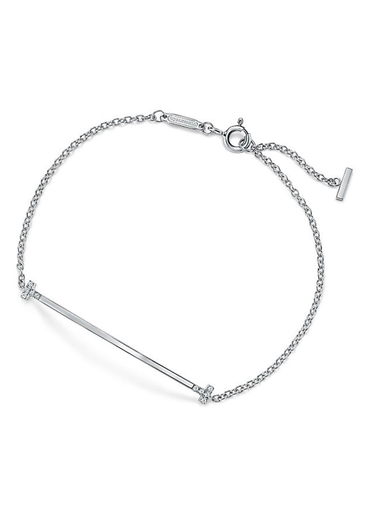 Tiffany & Co. Dames Tiffany T Smile armband van 18 karaat witgoud met diamant 85435 in de kleur