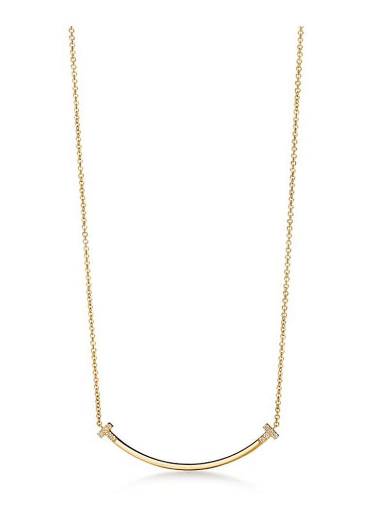 Tiffany & Co. Dames Tiffany T Smile Small ketting van 18 karaat geelgoud met diamant 84611 in de kleur
