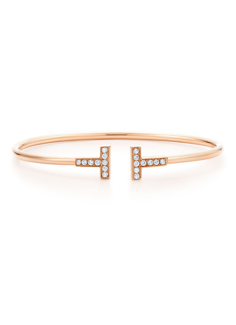 Tiffany & Co. Dames Tiffany T Wire bangle van 18 karaat roségoud met diamant 69753 in de kleur