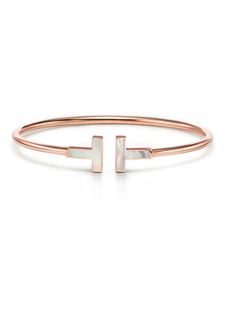 Tiffany & Co. Dames Tiffany T Wire bangle van 18 karaat roségoud met parelmoer 56574 in de kleur