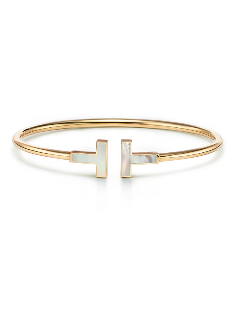 Tiffany & Co. Dames Tiffany T Wire bangle van 18 karaat geelgoud met parelmoer 56576 in de kleur
