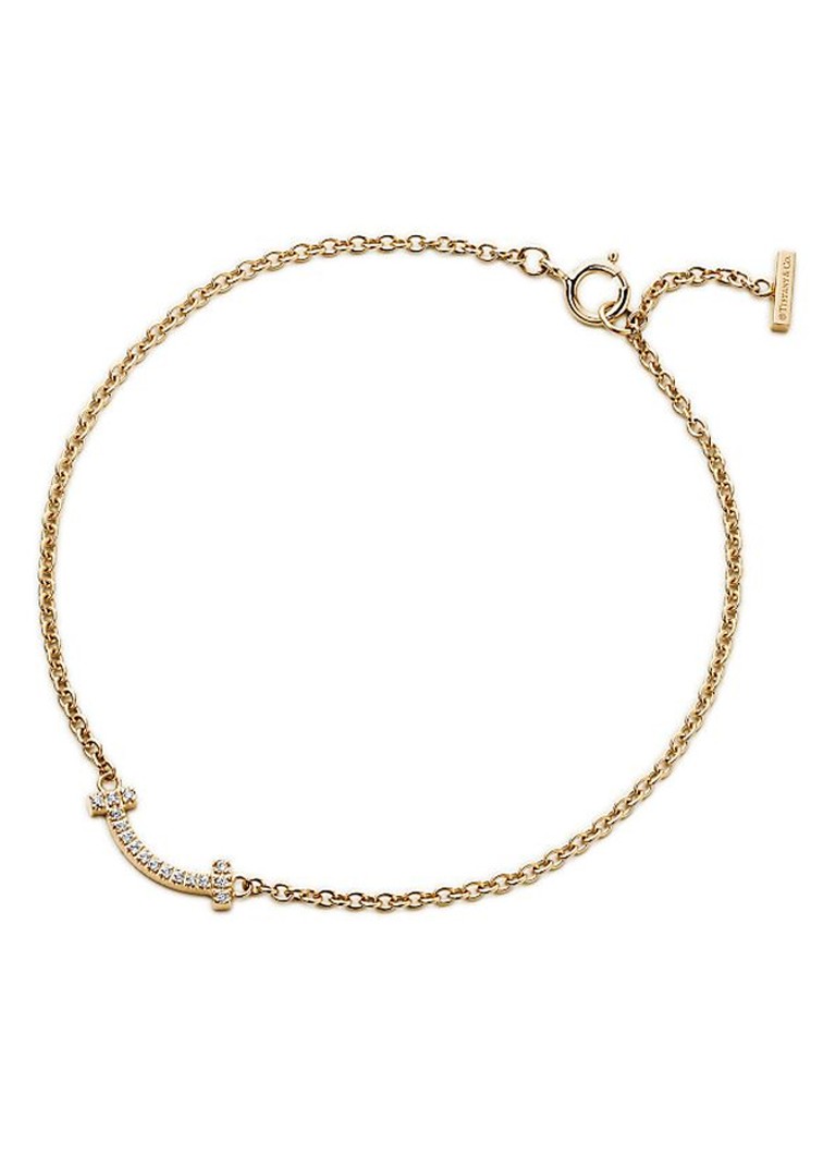 Tiffany & Co. Dames Tiffany T Smile armband van 18 karaat geelgoud met diamant 45080 in de kleur