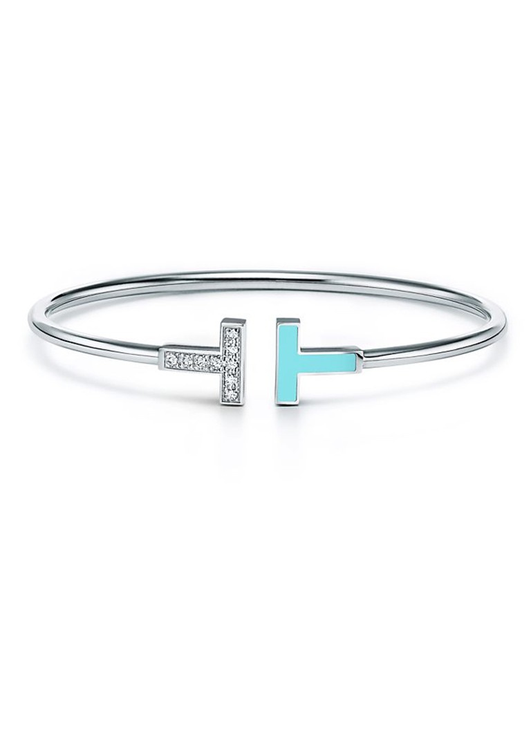 Tiffany & Co. Heren Tiffany T bangle van 18 karaat witgoud met diamant 57543 in de kleur