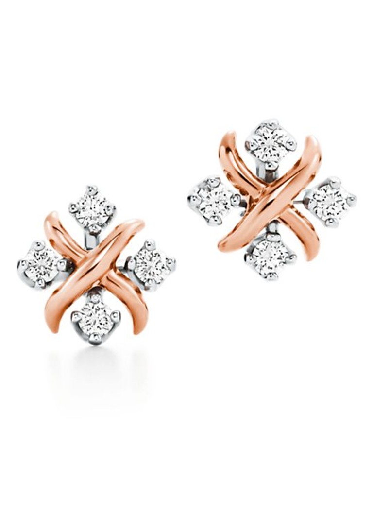 Tiffany & Co. Dames 16 Stone oorstekers van 18 karaat roségoud met diamant 63418 in de kleur