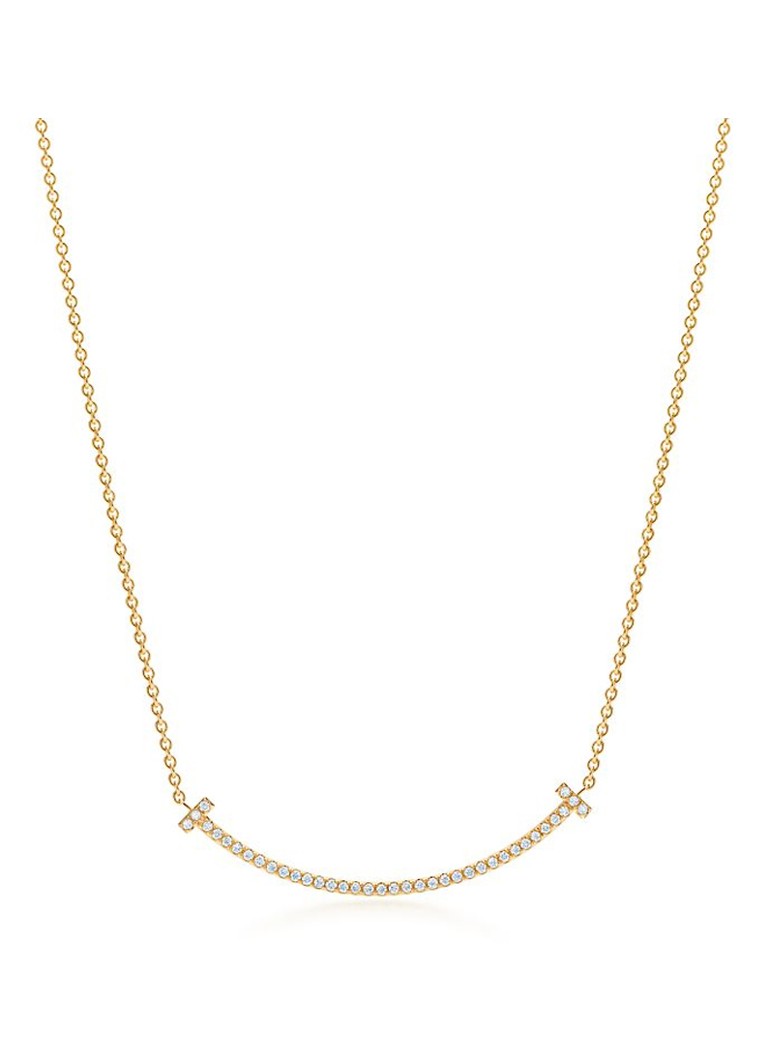 Tiffany & Co. Dames Tiffany T Smile ketting van 18 karaat geelgoud met diamant 71288 in de kleur