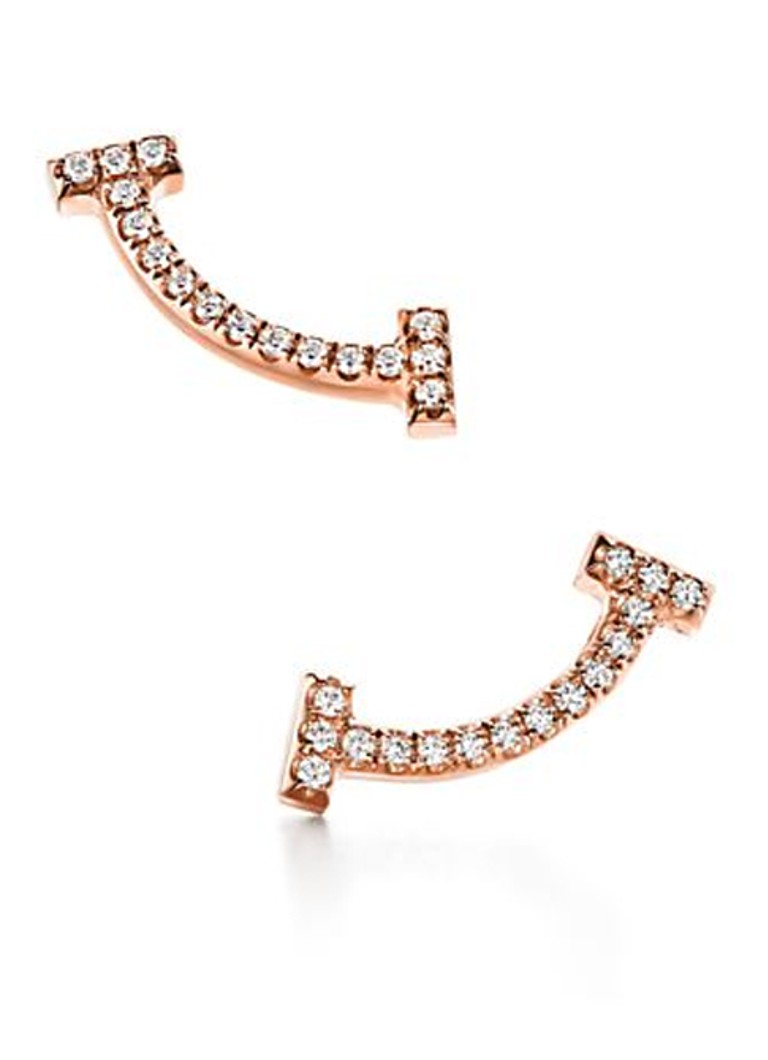 Tiffany & Co. Dames Tiffany T Smile oorstekers van 18 karaat roségoud met diamant 74012 in de kleur