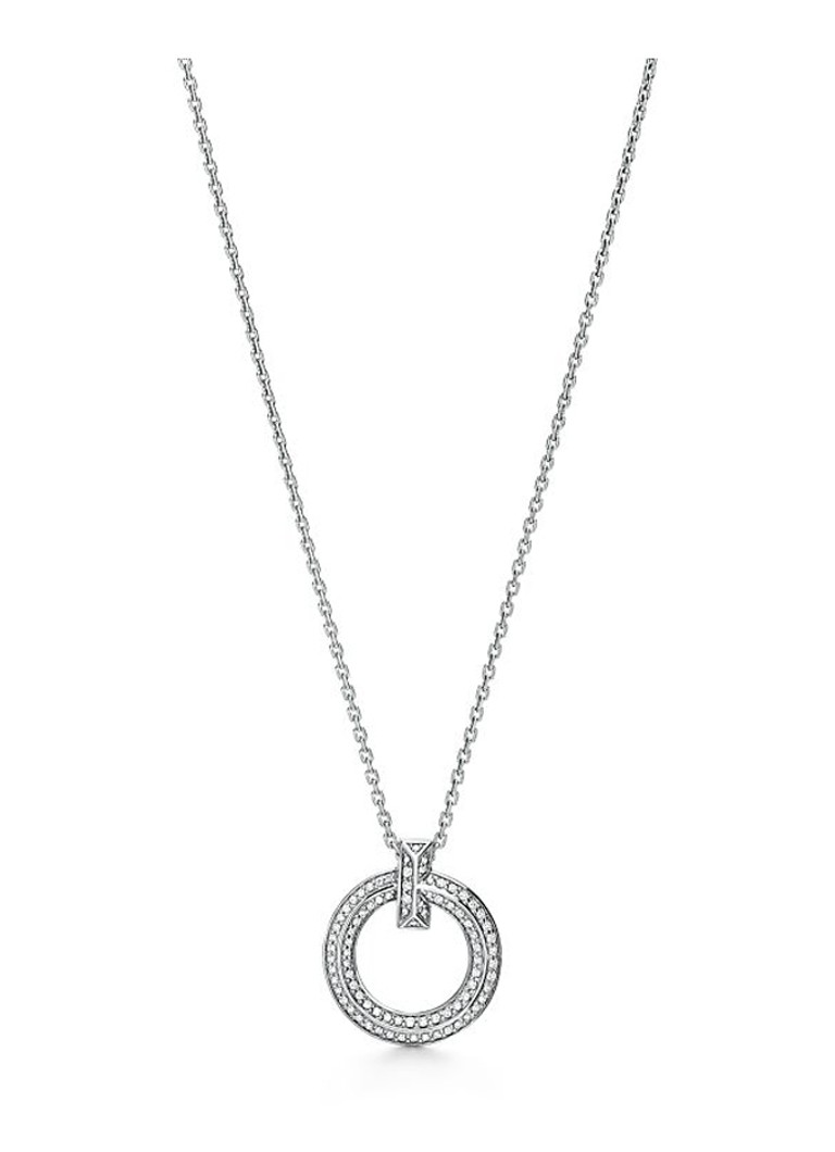 Tiffany & Co. Dames T1 ketting van 18 karaat witgoud met diamant 80884 in de kleur