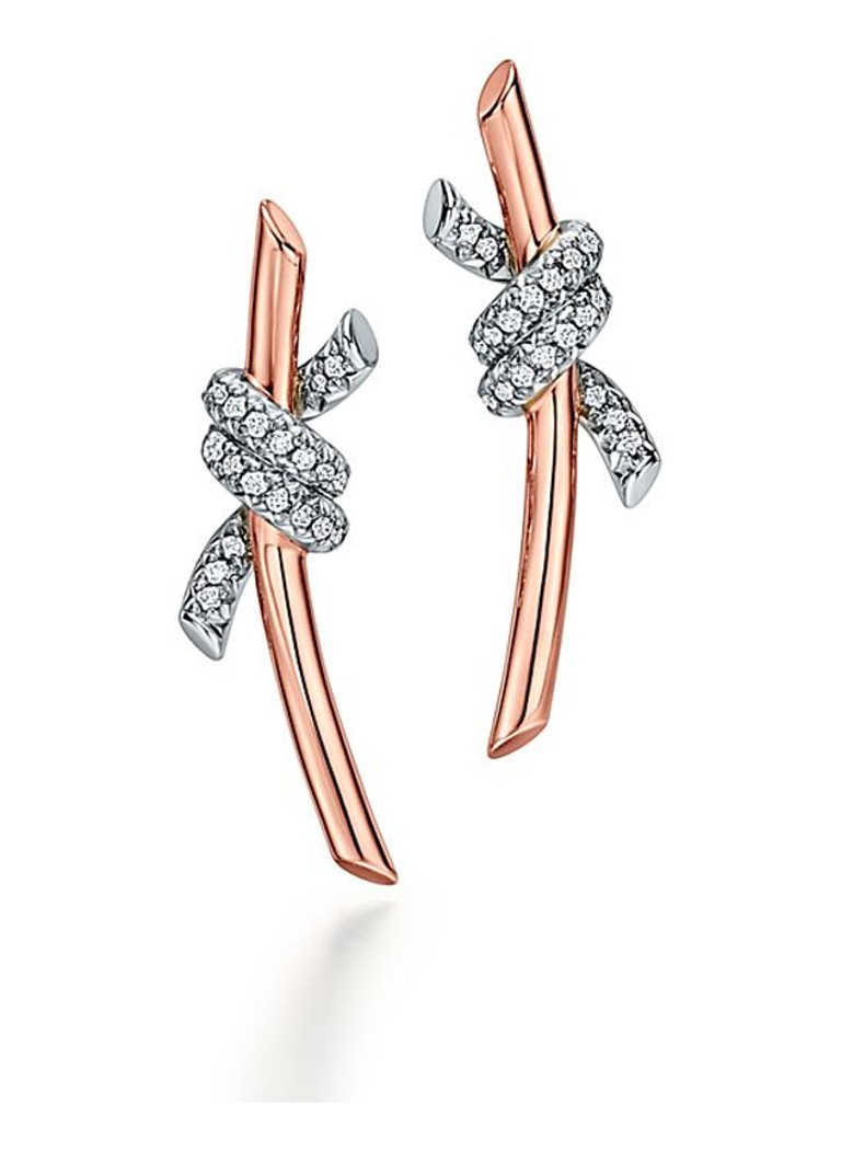 Tiffany & Co. Dames Tiffany Knot oorstekers van 18 karaat roségoud met diamant 85810 in de kleur