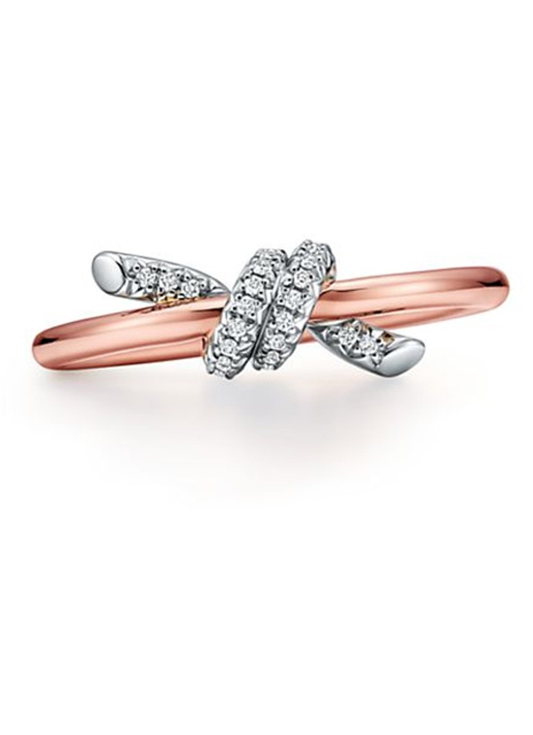Tiffany & Co. Dames Tiffany Knot ring van 18 karaat roségoud met diamant 85814 in de kleur