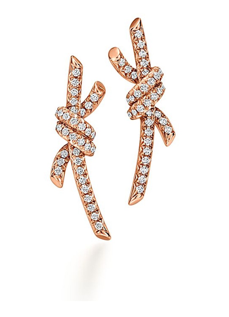 Tiffany & Co. Dames Tiffany Knot oorstekers van 18 karaat roségoud met diamant 85817 in de kleur