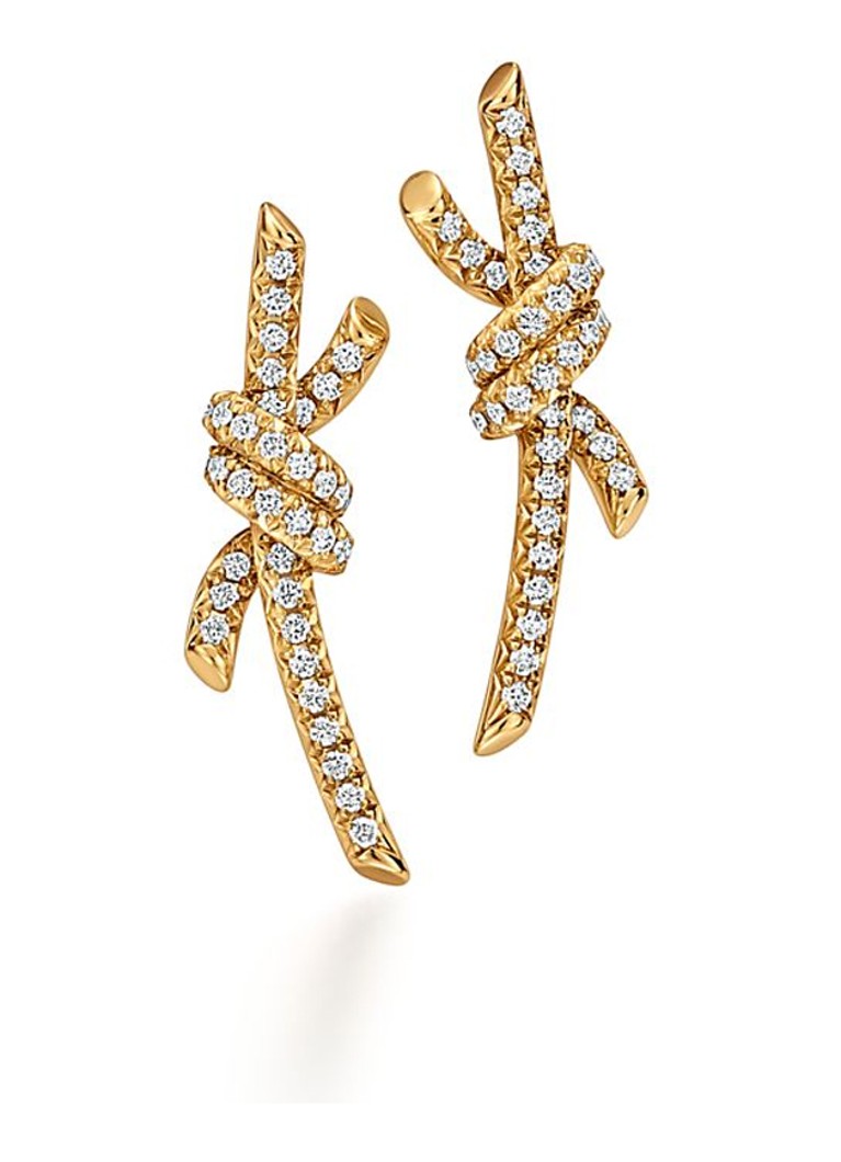 Tiffany & Co. Dames Tiffany Knot oorstekersvan 18 karaat geelgoud met diamant 85818 in de kleur