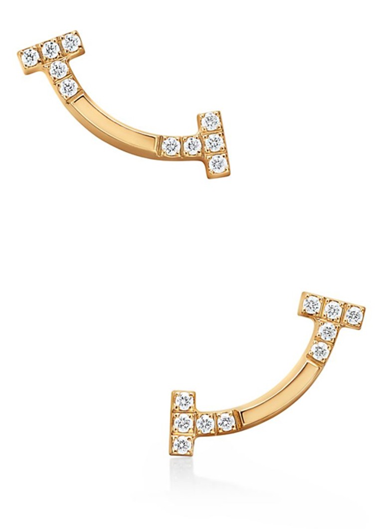 Tiffany & Co. Dames Tiffany T Smile Mini oorknopjes van 18 karaat geelgoud met diamant 85587 in de kleur