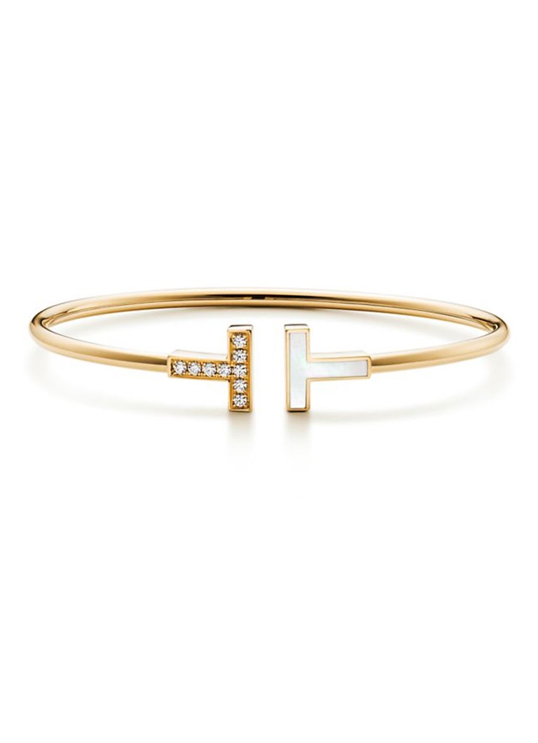 Tiffany & Co. Dames Tiffany T Wire bangle van 18 karaat geelgoud met diamant en parelmoer 75653 in de kleur