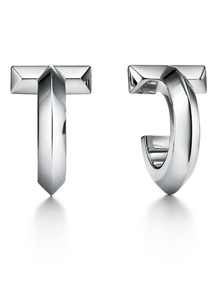 Tiffany & Co. Dames Tiffany T T1 oorringen van 18 karaat witgoud 75942 in de kleur