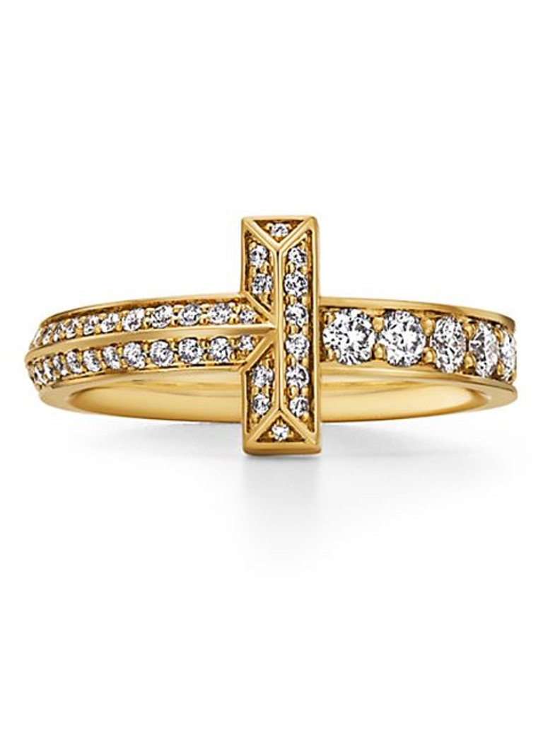 Tiffany & Co. Dames Tiffany T T1 ring van 18 karaat geelgoud met diamant 80886 in de kleur