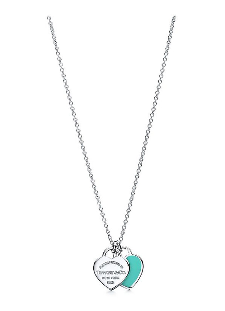 Tiffany & Co. Dames Return to Tiffany® Mini Double Heart Tag ketting van sterling zilver 58879 in de kleur