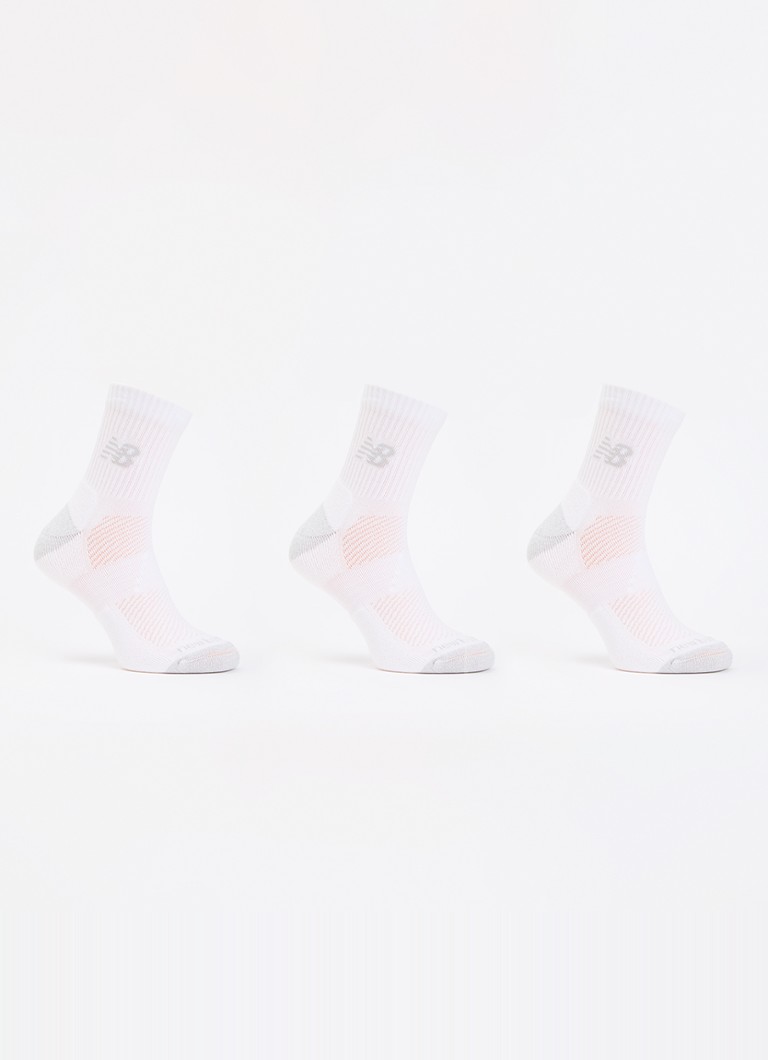 New Balance Heren Active Quarter sportsokken met logo in 3-pack in de kleur Wit, maat: M=38-42